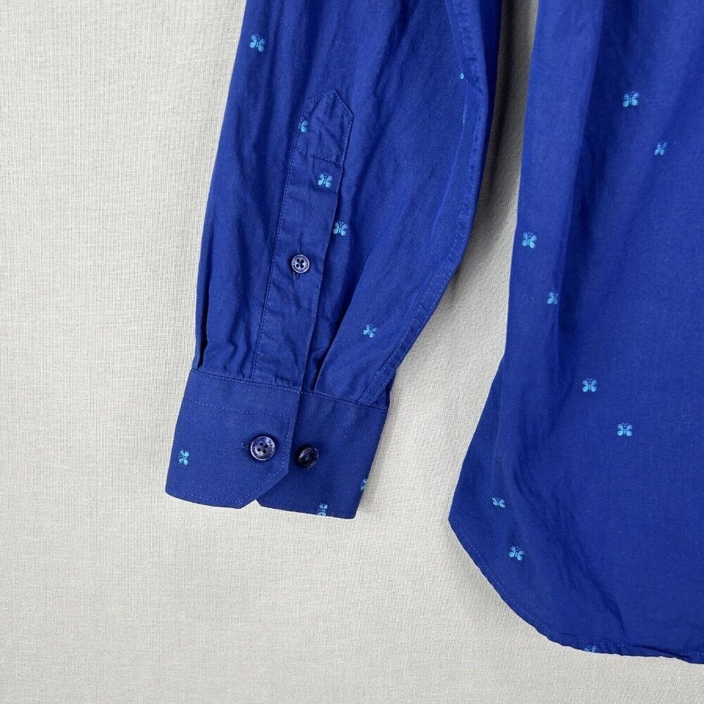 Jared Lang Mens Dress Shirt Medium Blue Butterfly Button Front Work Date Night - Picture 9 of 15